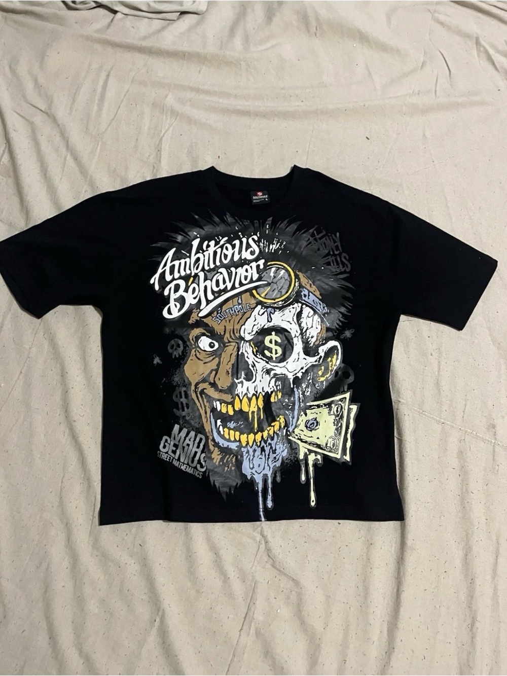 South Pole Black Ambitious Behavior Graphic Tee with Yellow Accents